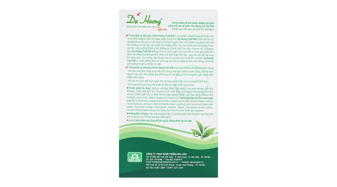 Dung dịch vệ sinh phụ nữ Dạ Hương trà xanh khử mùi