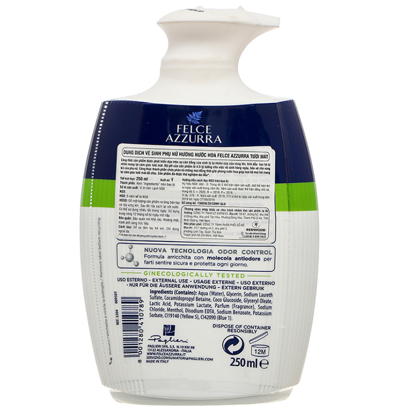 Dung dịch vệ sinh phụ nữ Felce Azzurra pH 4.5 hương nước hoa 250 ml 2