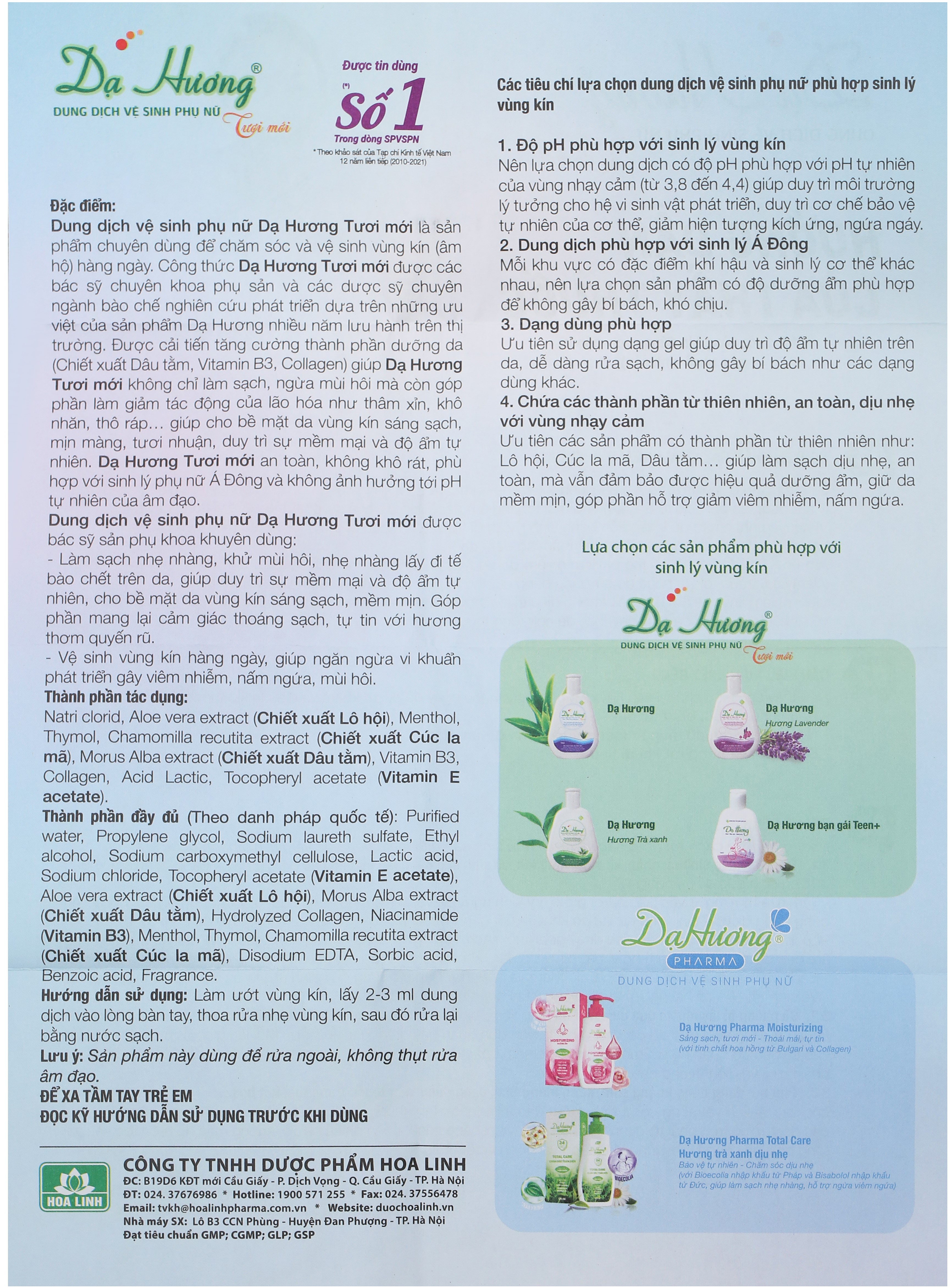 Dung dịch vệ sinh phụ nữ Dạ Hương hương lavender chai 100ml - 18