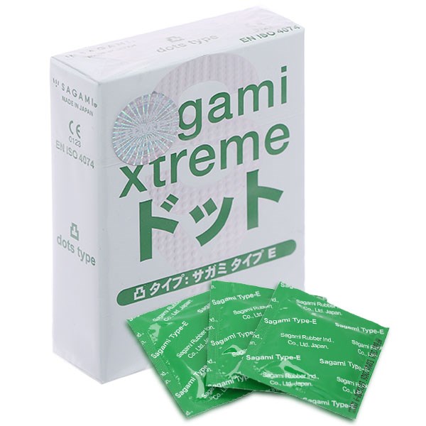 Bao cao su Sagami Xtreme gân nổi, có gai 52mm hộp 3 cái