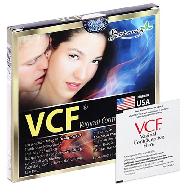 Màng film tránh thai VCF hộp 3 miếng
