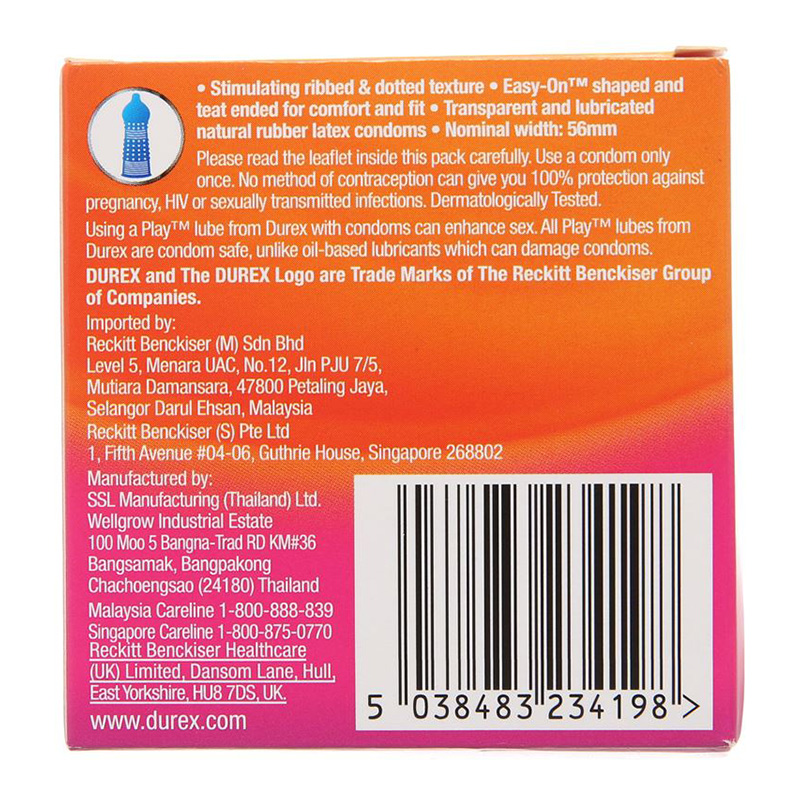 Hộp 3 cái bao cao su Durex Pleasuremax 54 - 58 mm 2