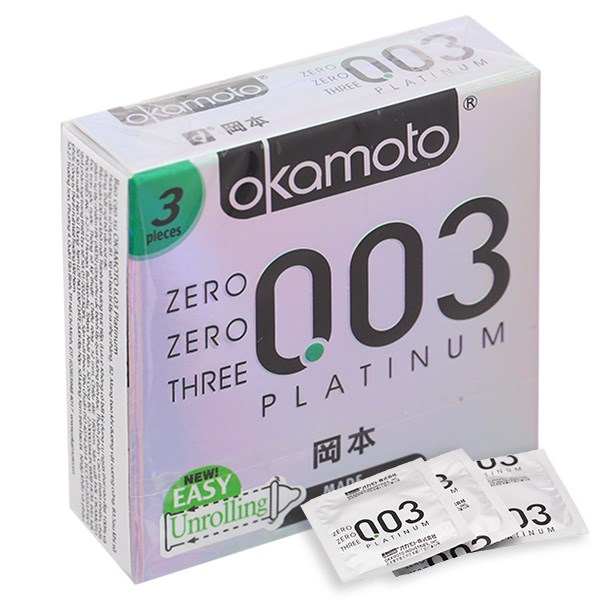 Bao cao su Okamoto 0.03 Platinum 52mm hộp 3 cái