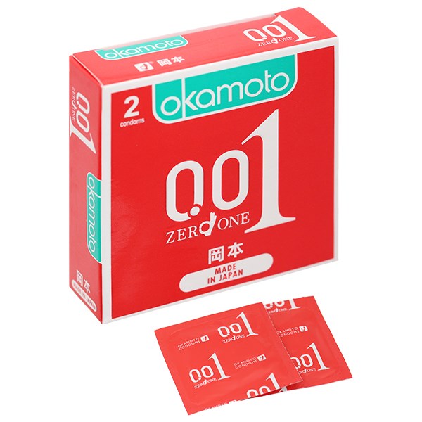 Bao cao su Okamoto 0.01 PU siêu mỏng hộp 2 cái