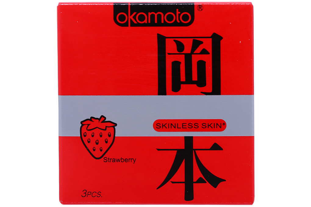 Bao cao su Okamoto Condom hương Dâu 52mm (hộp 3 cái)