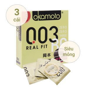 Hộp 3 cái bao cao su Okamoto 003 Real Fit 52mm
