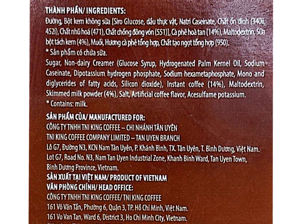 Cà phê sữa TNI King Coffee 720g 6