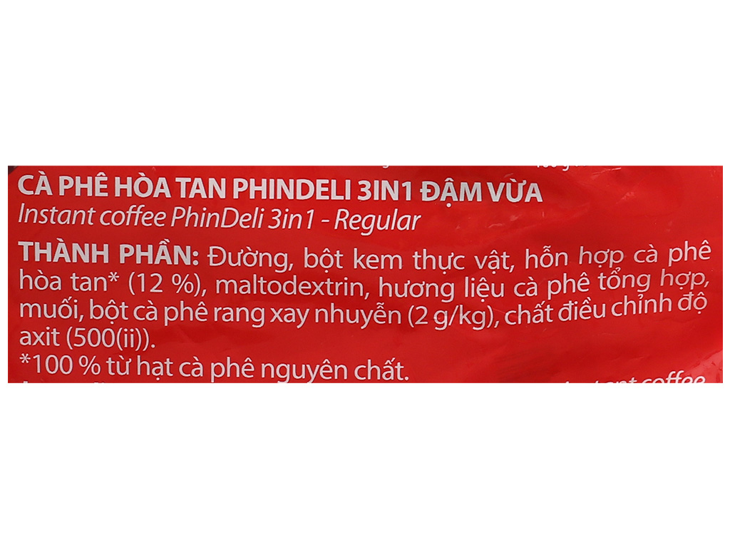 Cà phê hoà tan Phindeli 3 in 1 đậm vừa 595g 5