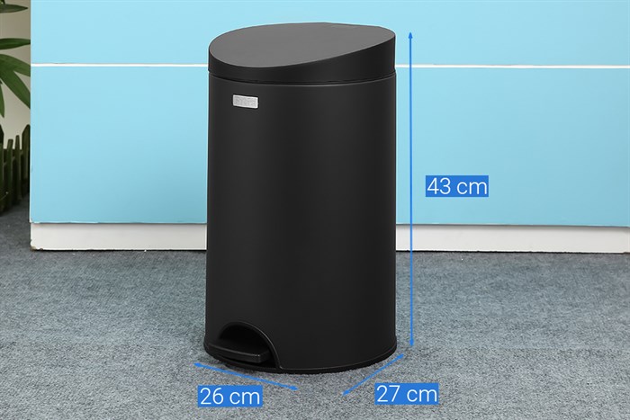 Thùng rác inox 12 lít Fitis RPS1-903 đen Màu Đen