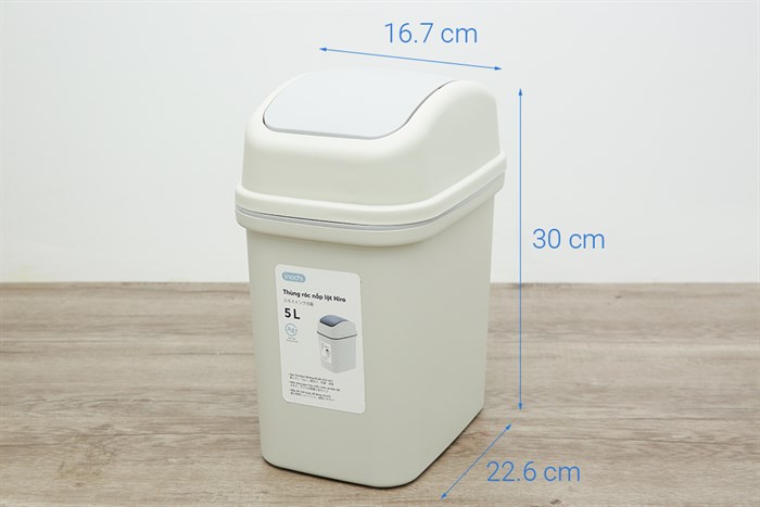 Thùng rác nhựa 5 lít Hiro Inochi HIN.RANL.0005 Màu Ghi