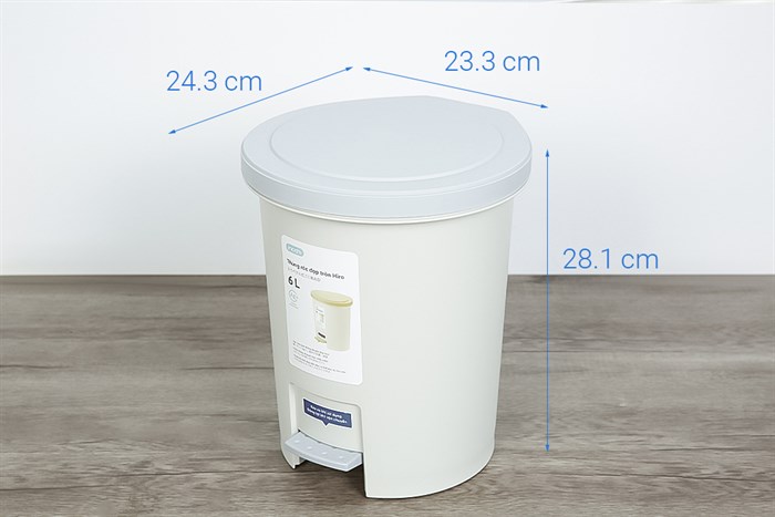 Thùng rác nhựa 6 lít Hiro Inochi HIN.RATR.0006 Màu Trắng Ghi