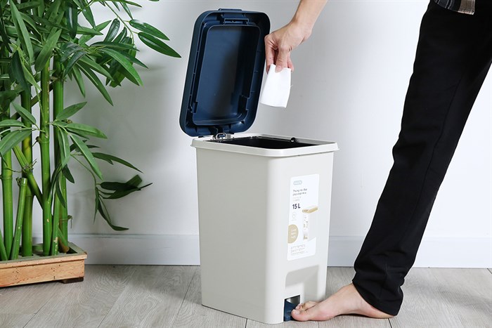 Thùng rác nhựa 15 lít Hiro Inochi HIN.RACN.R015 Màu Xám nhạt