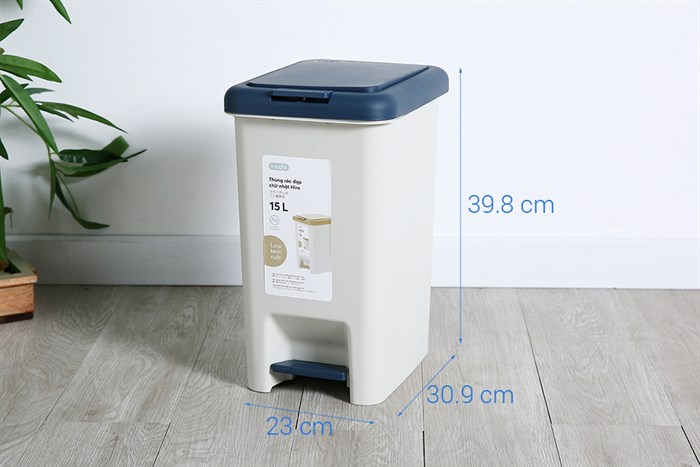 Thùng rác nhựa 15 lít Hiro Inochi HIN.RACN.R015 Màu Xám nhạt