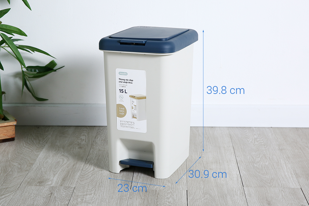 Thùng rác nhựa 15 lít Hiro Inochi HIN.RACN.R015 Màu Xám nhạt