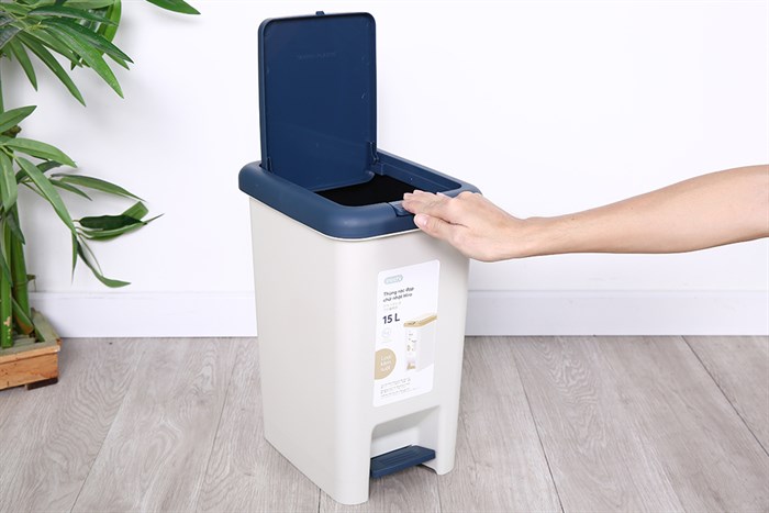 Thùng rác nhựa 15 lít Hiro Inochi HIN.RACN.R015 Màu Xám nhạt