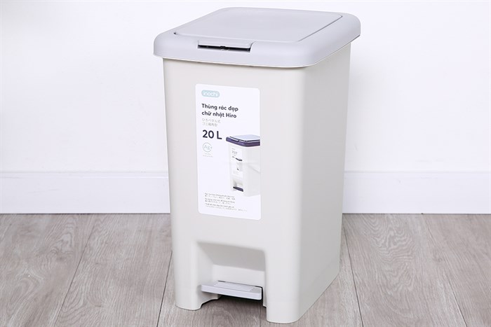 Thùng rác nhựa 20 lít Hiro Inochi HIN.RACN.0020 Màu Xám nhạt