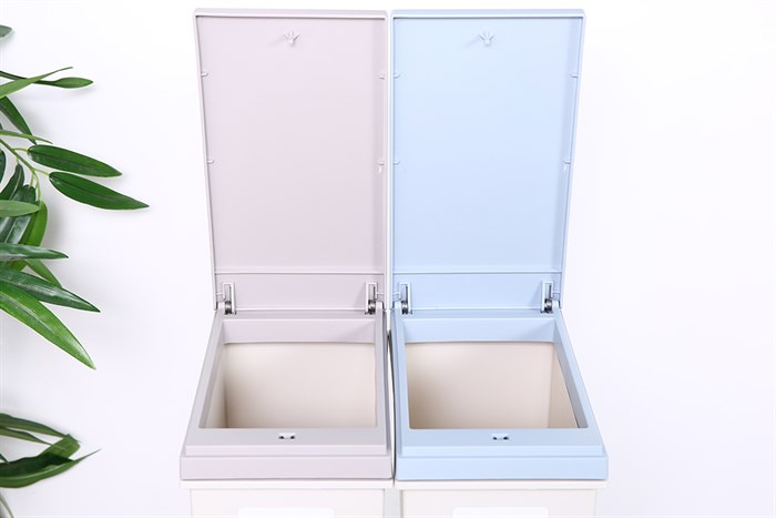 Thùng rác nhựa 40 lít 2 ngăn Hiro Inochi HIN.RAPL.002N Màu Xám nhạt