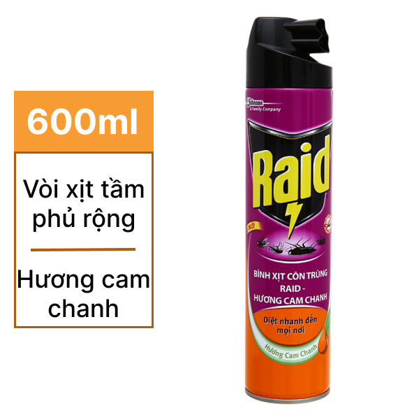Xịt côn trùng Raid cam chanh 600ml