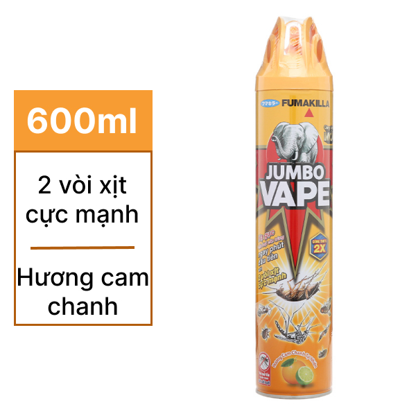 Xịt côn trùng Jumbo Vape G cam chanh 600ml