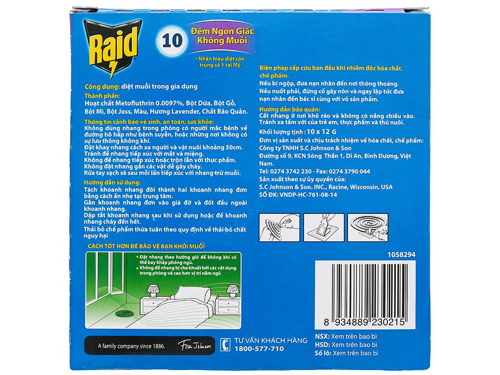 10 khoanh nhang muỗi Raid hương lavender 120g 6