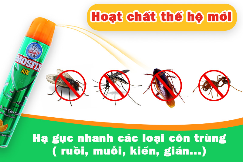 Bình xịt côn trùng Mosfly AIK hương Cam Chanh 600ml