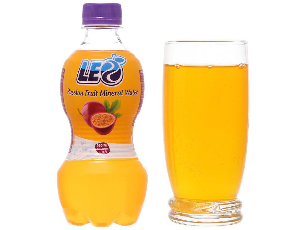 6 chai nước khoáng có ga Leo vị chanh dây 350ml 14