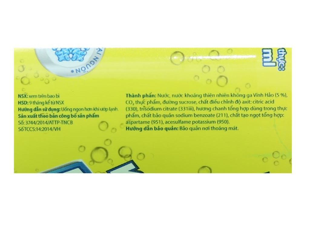 6 chai nước khoáng có ga Vĩnh Hảo Lemona vị chanh 500ml 5