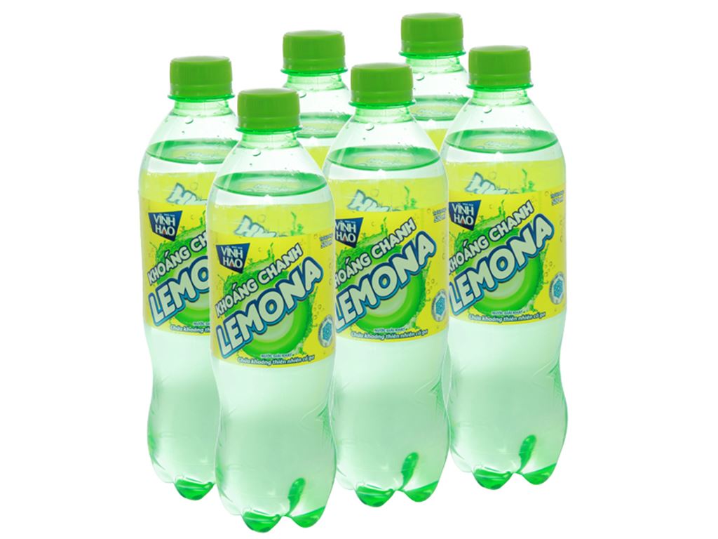 6 chai nước khoáng có ga Vĩnh Hảo Lemona vị chanh 500ml 1