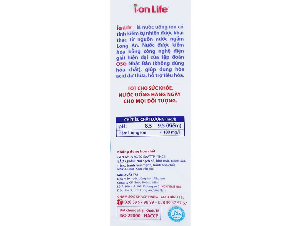 Thùng 24 chai nước uống i-on kiềm Akaline I-on Life 450ml 4