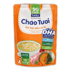 Cháo tươi thịt thăn bằm bí đỏ SG Food Baby gói 240g