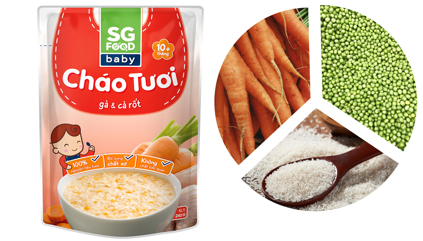 Cháo tươi SG Food Baby gà và cà rốt gói 240g