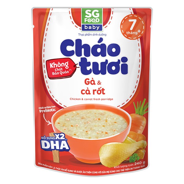 Cháo Tươi Sg Food Baby Vị Gà, Cà Rốt Gói 240G (Từ 7 Tháng)