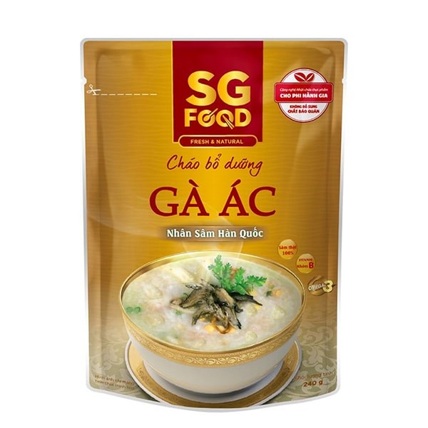 Cháo bổ dưỡng SG Food vị gà ác, nhân sâm Hàn Quốc gói 240g (từ 10 tháng) - AVAKids.com