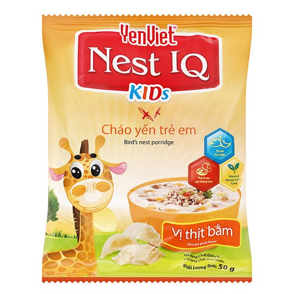 Cháo yến trẻ em ăn liền YenViet Nest IQ Kids vị thịt bằm gói 50g (từ 1 tuổi)