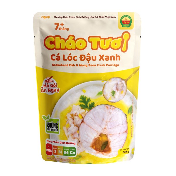 Cháo Tươi Cây Thị Vị Cá Lóc, Đậu Xanh Gói 240G (Từ 7 Tháng)