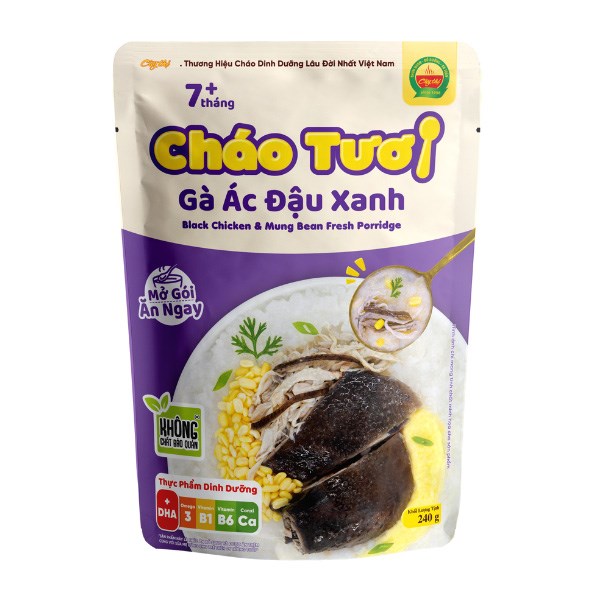 Cháo Tươi Cây Thị Vị Gà Ác, Đậu Xanh Gói 240G (Từ 7 Tháng)