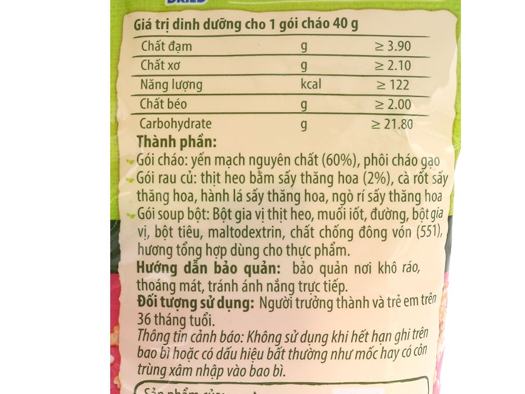 Cháo yến mạch Xuân An thịt bằm gói 40g 4