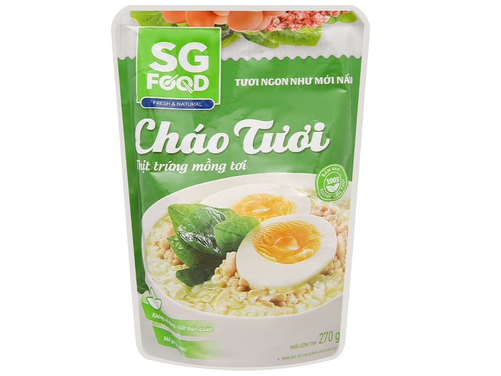 Cháo tươi SG Food thịt trứng mồng tơi gói 270g 1