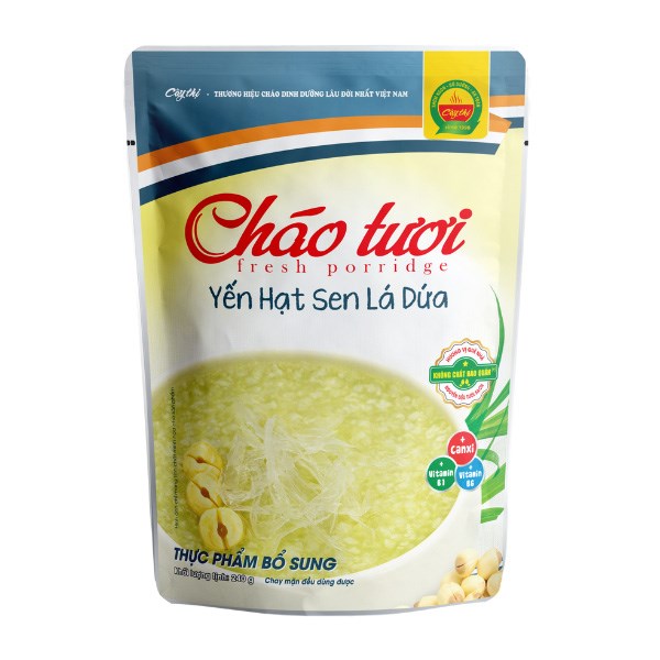 Cháo Tươi Cây Thị Vị Yến, Hạt Sen Và Lá Dứa Gói 240G (Từ 10 Tháng)