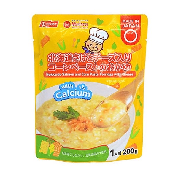 Cháo tươi Meiwa vị cá hồi hokkaido, bắp và phô mai gói 200g (từ 1 tuổi) - AVAKids.com
