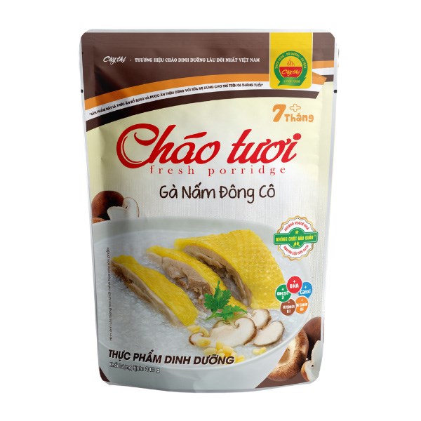 Cháo Tươi Cây Thị Vị Gà, Nấm Đông Cô Gói 240G (Từ 7 Tháng)