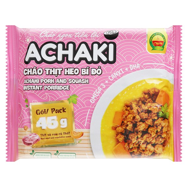 Cháo ăn liền Achaki vị thịt heo, bí đỏ gói 72g (từ 1 tuổi)