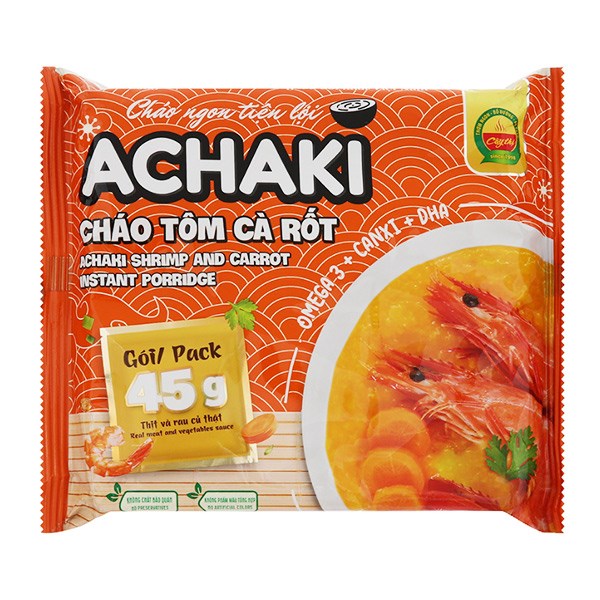 Cháo ăn liền Achaki vị tôm, cà rốt gói 72g (từ 1 tuổi)