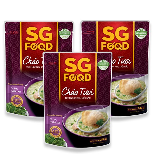 Combo 3 Gói Cháo Tươi Sg Food Vị Cá Lóc, Cải Bó Xôi 240G (Từ 1 Tuổi)