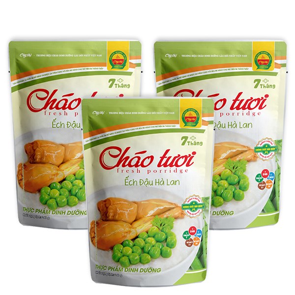 Combo 3 Gói Cháo Tươi Cây Thị Vị Ếch, Đậu Hà Lan 240G (Từ 7 Tháng)