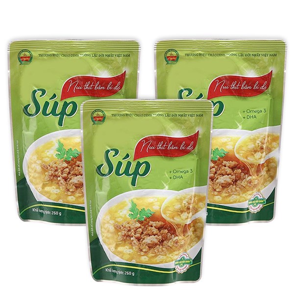 Combo 3 Gói Súp Nui Cây Thị Vị Thịt Bằm, Bí Đỏ 260G (Từ 1 Tuổi)