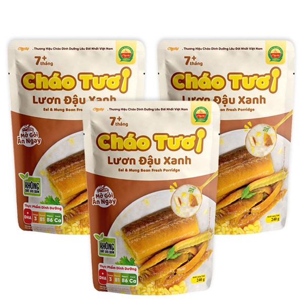 Combo 3 Gói Cháo Tươi Cây Thị Vị Lươn, Đậu Xanh 240G (Từ 7 Tháng)