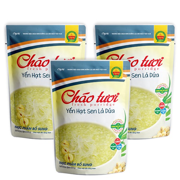 Combo 3 Gói Cháo Tươi Cây Thị Vị Yến, Hạt Sen Và Lá Dứa 240G (Từ 10 Tháng)