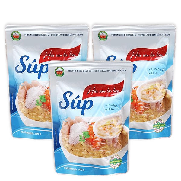 Combo 3 Gói Súp Cây Thị Vị Hải Sản, Tóc Tiên 260G (Từ 1 Tuổi)