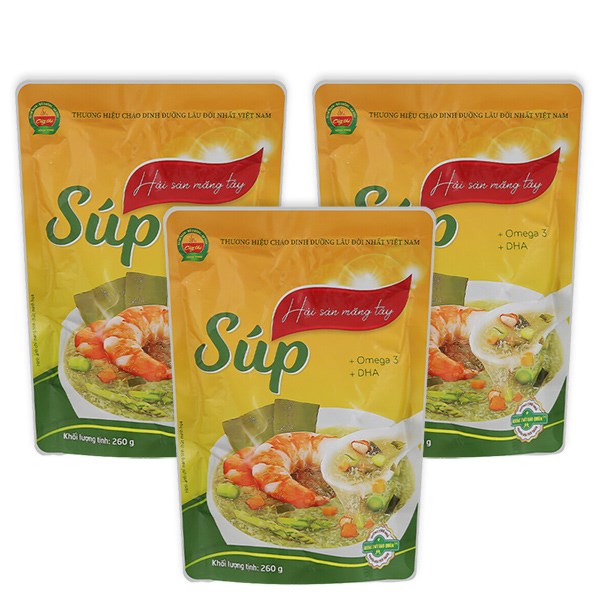 Combo 3 Gói Súp Cây Thị Vị Hải Sản, Măng Tây 260G (Từ 1 Tuổi)